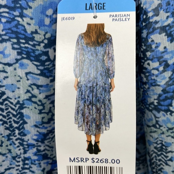 NWT Joie Women's Printed Long Sleeve Tiered Maxi Dress LARGE Parisian Paisley - Picture 4 of 13